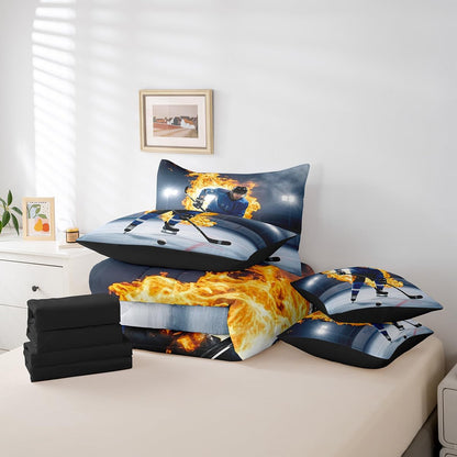 Erosebridal Chemistry Comforter Set with Sheets Full Size Periodic Table of Elements Bed in A Bag 7 Piece Science Chemistry Lovers Bedding Set for Kids Boys Children Bedroom Modern Black Bed Sets