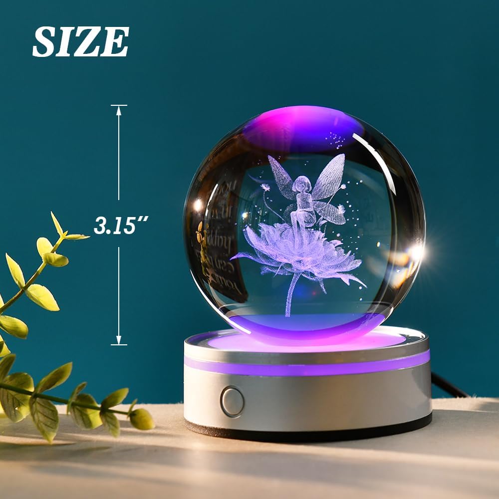 3D Solar System Crystal Ball Universe Glass Ball Space Astronomy Gift Planets Model Science Astrophysics Gifts Solar System Night Light Glass Globe Decor with 12 Colorful Modes Light Base