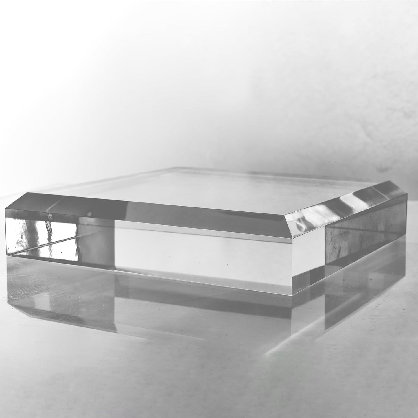 CiaoHER 2in Thickness Beveled Solid Acrylic Display Block Clear Polished Pedestal Stand Riser Solid Base (10x10)