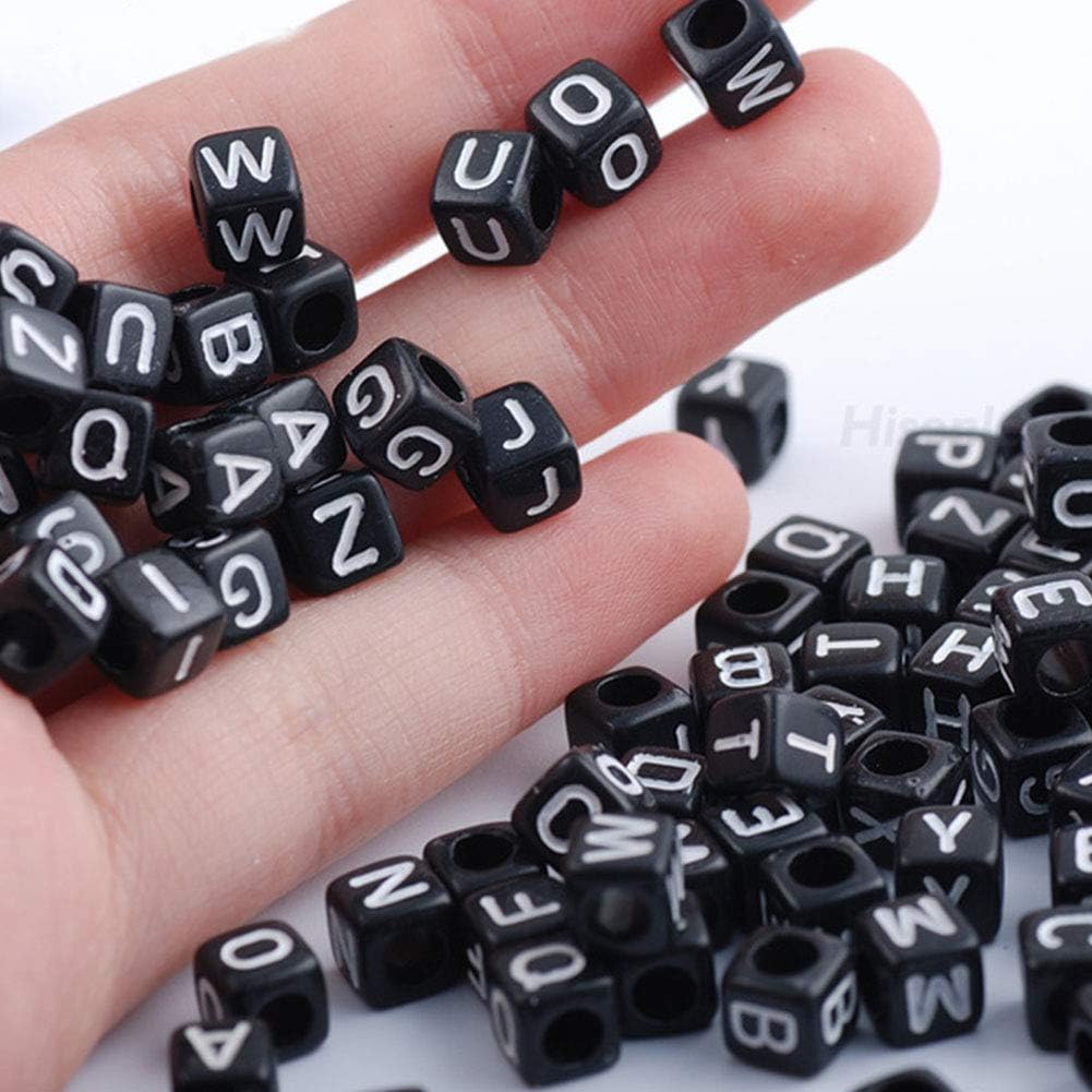 DAHI 400PCS Cube Letter Beads 8mm Alphabet Bead Colorful A-Z Acrylic Letter Beads for Jewelry Making (Color White 8x8mm)