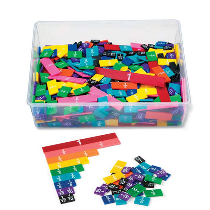 hand2mind Plastic Cuisenaire Rods Classroom Set (Set of 15) and hand2mind Plastic Rainbow Fraction Tiles (15 Sets of 51 Pieces)