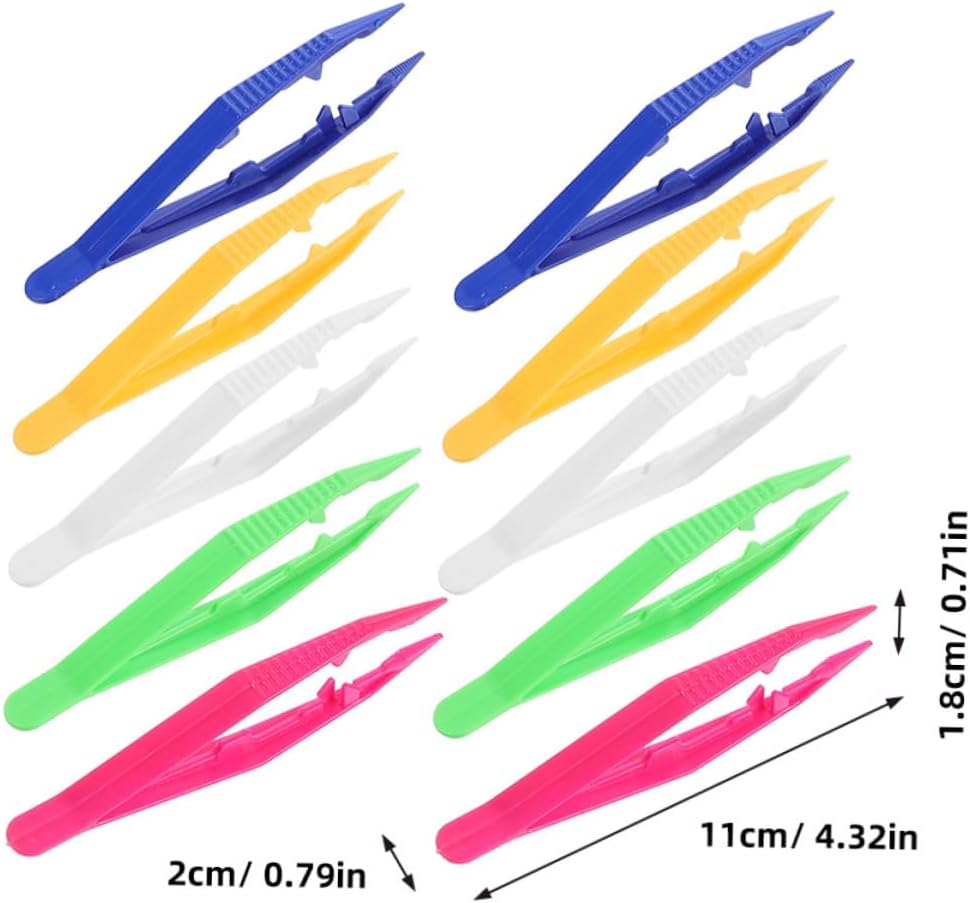 30Pcs Plastic Handcraft Tweezers for Jumbo Tweezers for Fine Motor Skills and DIY Crafts Safe Bead Tweezers for Creative Projects and Classroom Activities