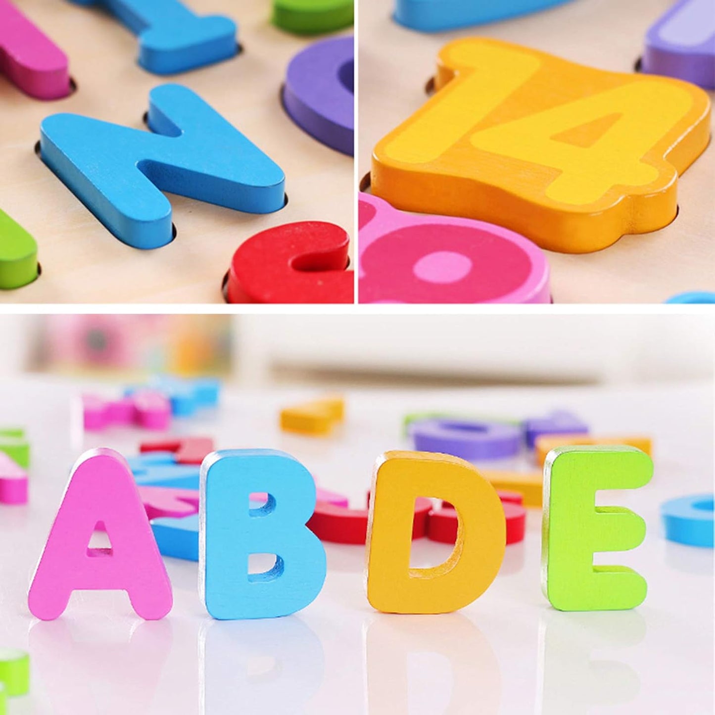 Wooden Number Puzzle Toys, ABC Letter & Number Puzzle for Toddlers 3 Year Old, Preschool Learning Toys for Kids, Educational Name Puzzles Gift for Boys and Girls