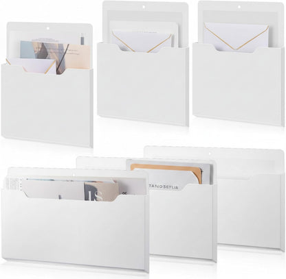 Fuutreo 6 Pcs Magnetic Wall File Organizer Magnetic Wall File Holder Refrigerator Magazine Holder for Mail Letters Paper(Aqua Green,Vertical-large)
