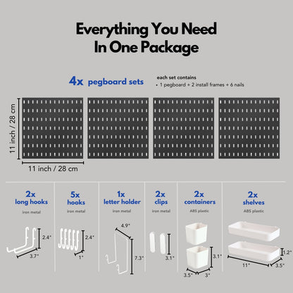 Keepo Peg Board Wall Organizer – Plastic Pegboard Panels, Modular Peg Board Storage System for Home Office, Craft Room, Gaming Setup (White, 33″×22″)