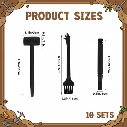 10 Sets Mini Dig Kit: Dinosaur Eggs Digging Hammer Chisel Brush Archaeological Science Excavation Tool Kit