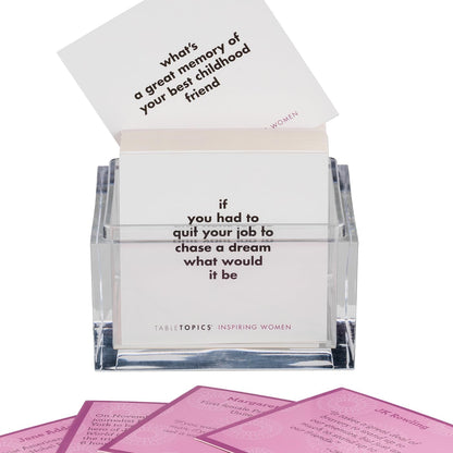 TableTopics Inspiring Women Question Card Game - 135 Conversation Starter Cards with Inspirational Quotes and Prompts for Discussions About Female Role Models, Perfect for Girls’ Nights