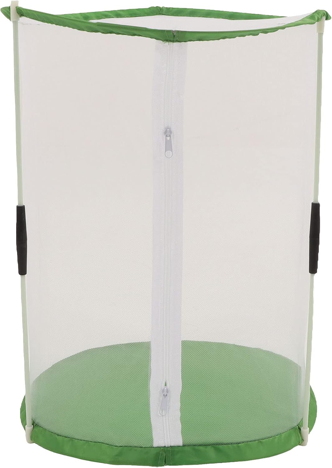 Transparent Mesh Cylindrical Habitat Cage Butterfly Observation Cage with Zipper Opening Carry Handle Easy Assembly for Small Plants Science Learning