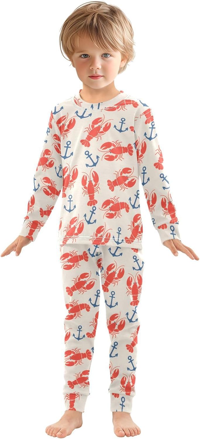 ALAZA Shark Starfish Palm Tree 2 Piece Pajama Set Long Sleeve Top and Pants Sleepwear Unisex - Colors B