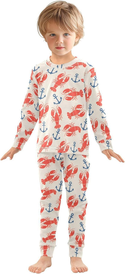 ALAZA Shark Starfish Palm Tree 2 Piece Pajama Set Long Sleeve Top and Pants Sleepwear Unisex - Colors B