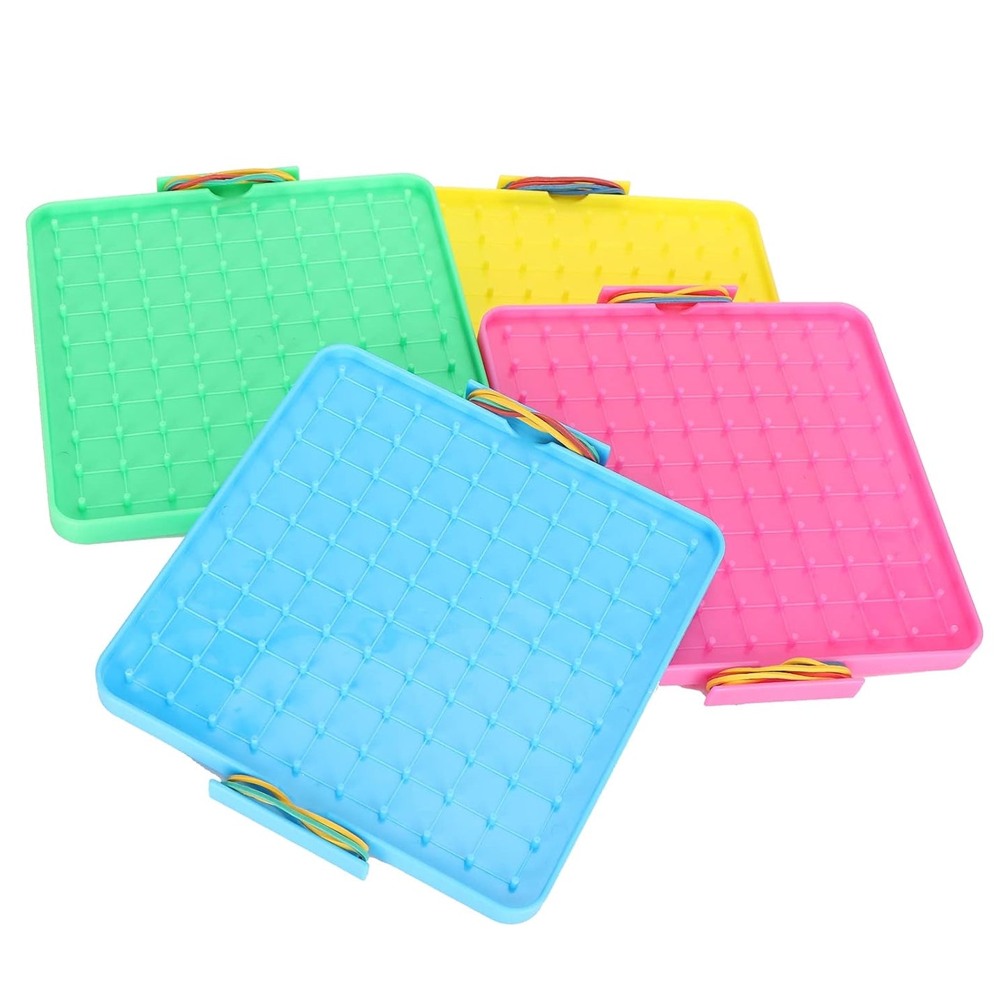 HEEPDD 4Pcs Nail Board Toy, Rubber Band Pegboard Set for Kids Educational Math Learning, with Round Smooth Corners and Durable Plastic, Fun Teaching Aids for Classroom or Home