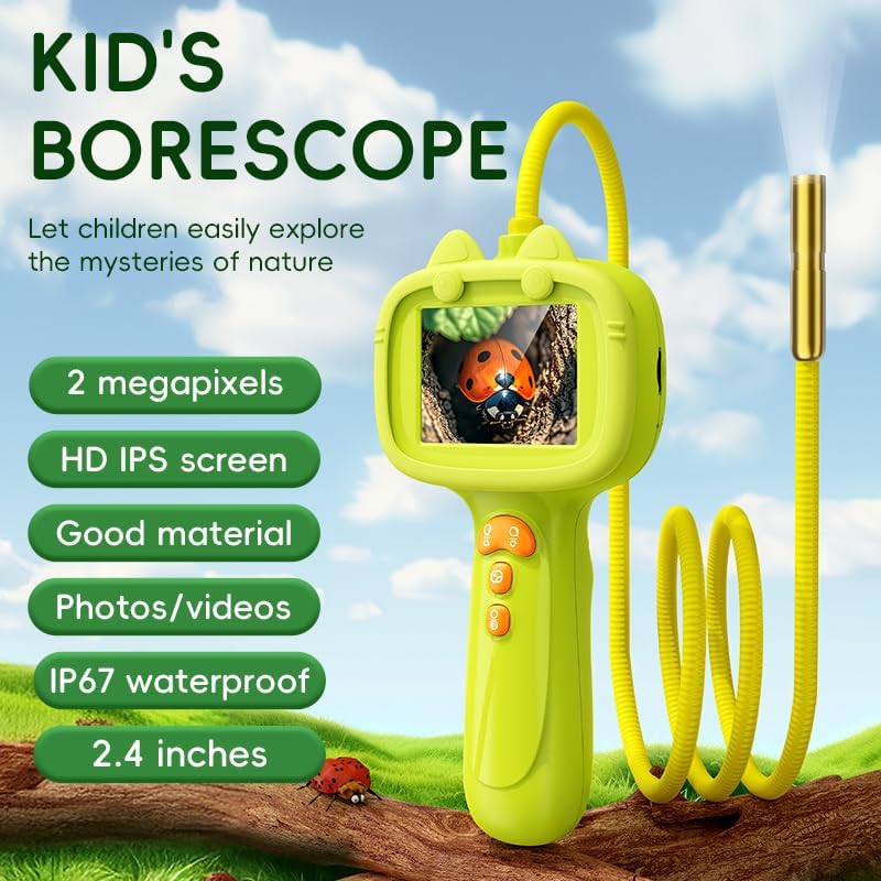 Daxiongmao Borescope Camera with Light for Kids | STEM Science Educational Toy for 3 4 5 6 7 8 Years Old Boys & Girls | Birthday Gift for Outdoor Adventures & Nature Discovery（Blue）
