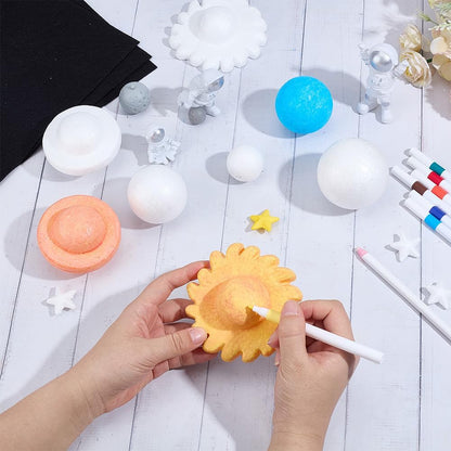WEBEEDY 25 Pcs DIY Solar System Project Kit Astronaut Solar System Model Foam Ball Kit with Planet Foam Balls, Felt Background, 12 Colors Pigments, DIY Craft Foams for Christmas Birthday Unique Gift