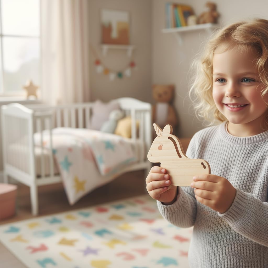 Eray Wooden Unicorn Lacing Montessori braiding Toys for Kids DIY Toy Plane Activities Car Travel Toy Educational Learning Threading for Fine Motor Skills