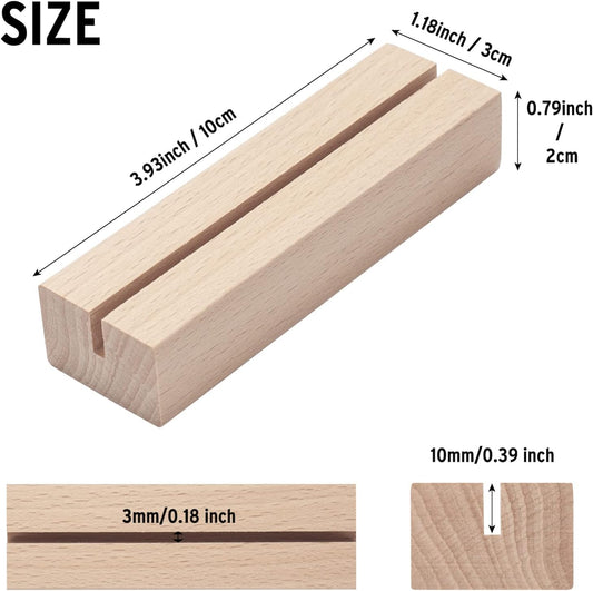 10 Pieces Wood Place Card Holders, Wood Table Number Stands Wooden Acrylic Sign Holder Table Decor, Vintage Wooden Block Picture Holder for Price Photo Display Wedding Party Events Decoration