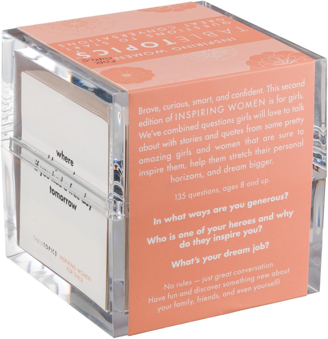 TableTopics Inspiring Women for Girls Question Card Game - 135 Conversation Starter Cards for Young Women to Use in School, with Family at Dinner Table, at Game Nights, & at Sleepovers