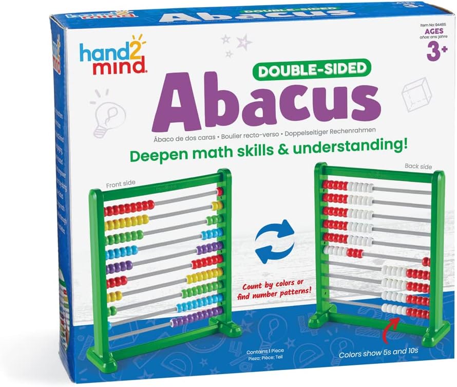 Hand2Mind Color Changing Plastic Abacus, Abacus for Kids, Math Manipulatives, Counting Rack, Educational Toys for Elementary Kids (Set of 1)