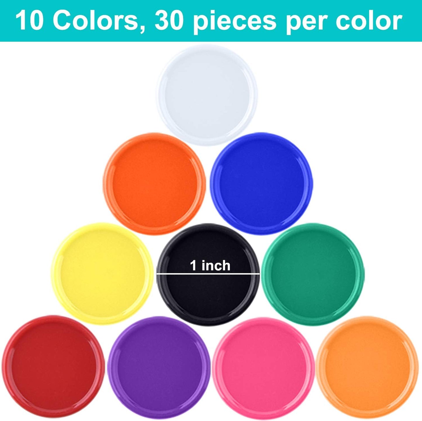 Coopay 300 Pieces Plastic Learning Counters Disks Bingo Chip Counting Discs Markers for Math Practice and Poker Chips Game Tokens,1 Inch (Blue Style 1)