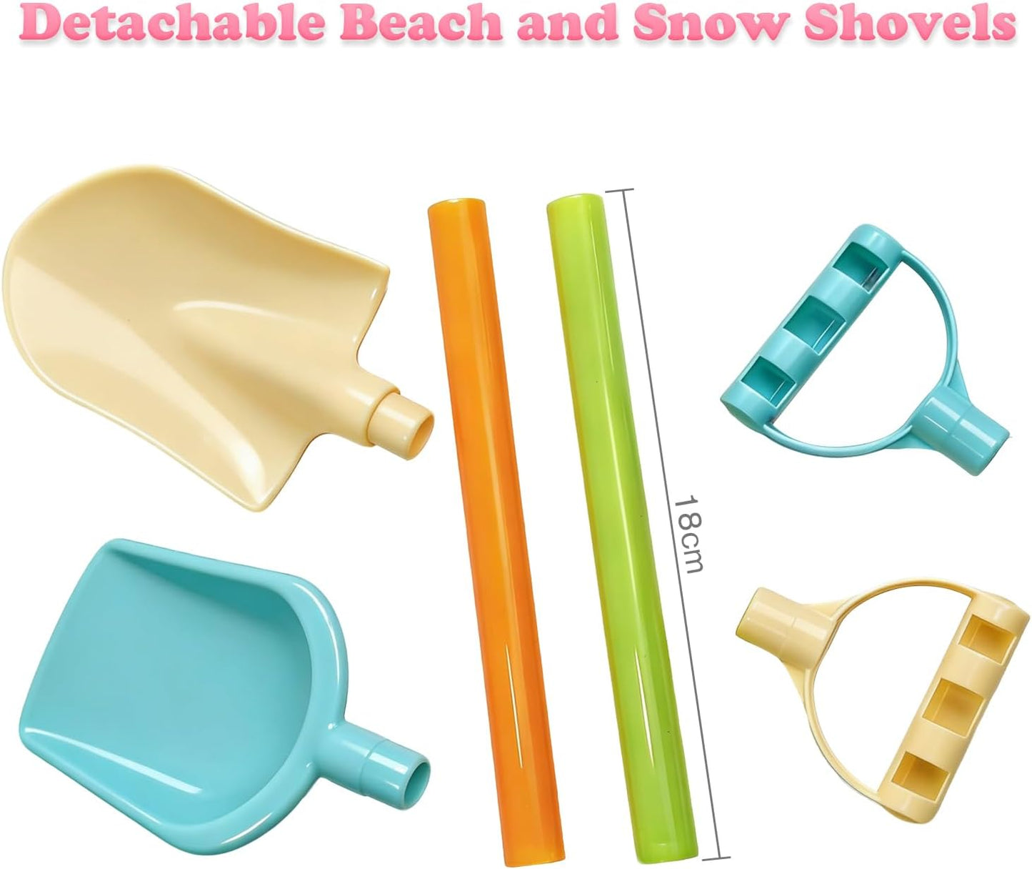 Beach Toy Mesh Beach Bag, 2Pcs Seashell Collecting Bags with Adjustable Shoulder Straps - 2pcs Sand Maker, Detachable Beach Shovels & Sand Rolling Mold, Outdoor Toys and Gifts for Kids