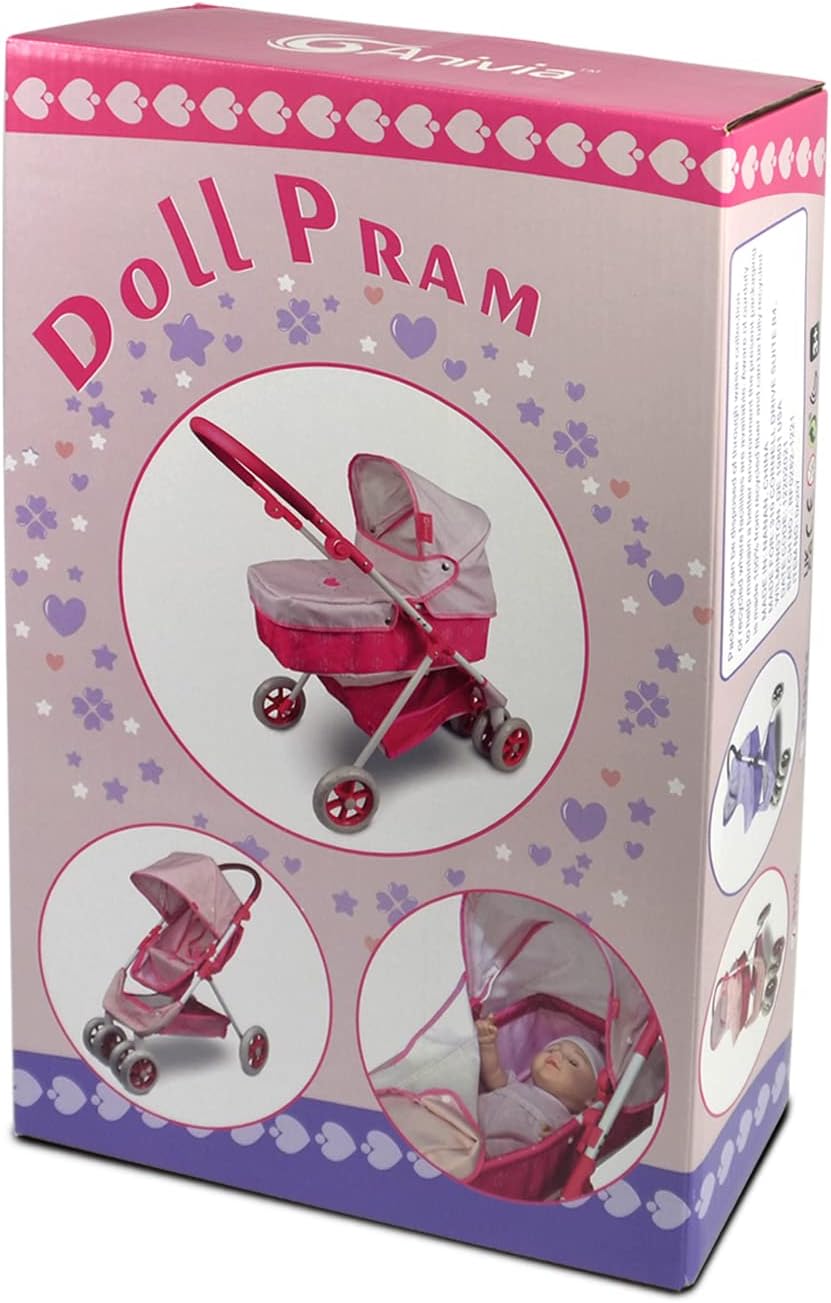 Anivia Stroller Toy Collection Doll Stroller Baby Doll Accessories for Toddlers 1-3Heart Design Gifts for Toddlers and Girls Toy Stroller