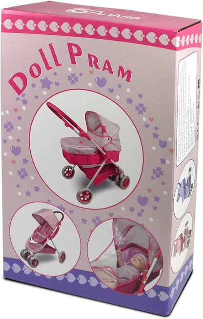 Anivia Stroller Toy Collection Doll Stroller Baby Doll Accessories for Toddlers 1-3Heart Design Gifts for Toddlers and Girls Toy Stroller