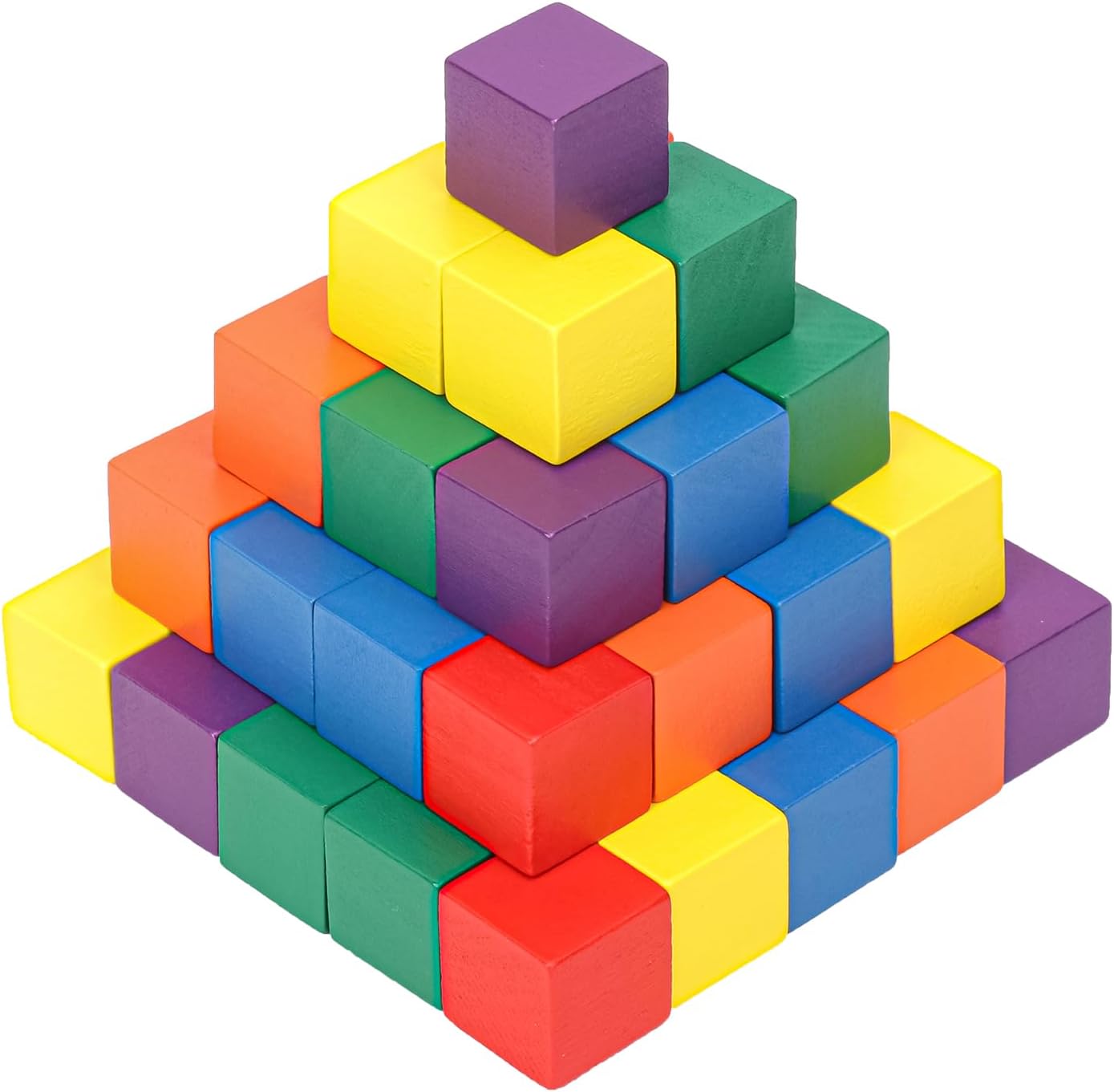 400 Pack Wooden Color Cubes, 0.8 Inch Colorful Square Wood Craft Cube, Wooden Blocks Bulk for Crafting and Building, with 6 Colors