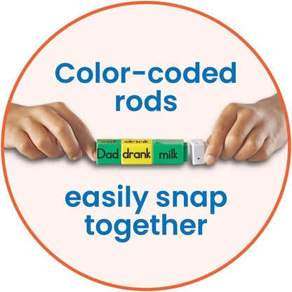 hand2mind Reading Rods Sentence Construction, Sentence Building for Kids, Parts of Speech Linking Cubes, Learn to Read Toys, Reading Tools for Kids, Science of Reading Manipulatives