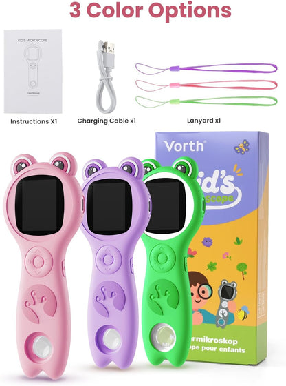Microscope for Kids, Portable Digital Microscope with 500X Magnifying Glass, Handheld Camera Mini Pocket Magnification, Educational Christmas Birthday Gifts for Ages 4 5 6 7 8 9 10 11 12, Purple