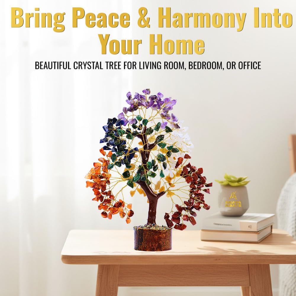 ANAYA AGATE 7 Chakra Healing Crystal Tree of Life Kit, Bracelet, Pendant, Necklace, Feng Shui Money Bonsai Tree, Positive Energy for Women, Mom, Sister and Housewarming Decoration