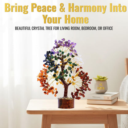 ANAYA AGATE 7 Chakra Healing Crystal Tree of Life Kit, Bracelet, Pendant, Necklace, Feng Shui Money Bonsai Tree, Positive Energy for Women, Mom, Sister and Housewarming Decoration