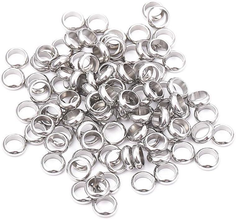 BEADIA Stainless Steel Spacer Beads 3x2.5mm Round Loose Charm Caps Beads for DIY Jewelry Making 100pcs with 1mm Hole