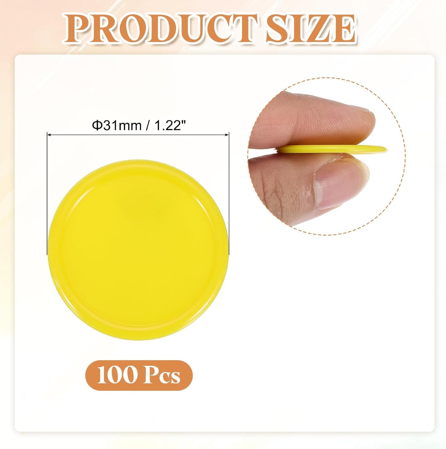uxcell 100Pcs 0.8 Inch Plastic Poker Chips, Mini Bingo Chips Learning Counters Counting Counters Disks Markers Opaque Game Tokens for Game Play Math Counting, Yellow