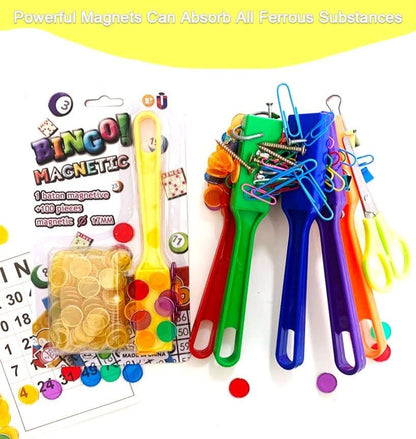Rainbow Magnetic Bingo Wands Educational Learning Kits Use for Sewing, Science Experiments, Bingo, and Magnetic Concepts,Classrooms, Sensory Bins