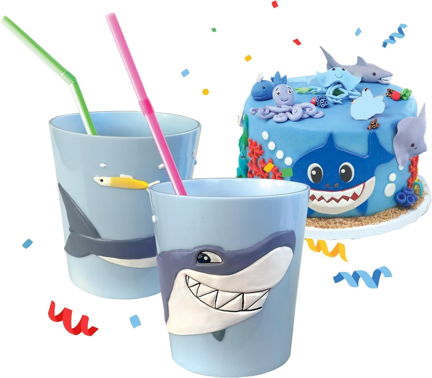 Lily's Home 3D Hippo Tumbler for Kids 10oz - Unbreakable BPA-Free Plastic, Fun Animal-Shaped Drinkware for Ages 3-6 - Toddler Reusable & Bathroom Rinse (2-Pack, Grey)