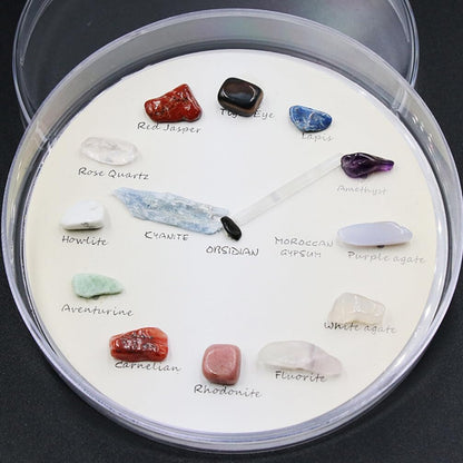 SOLUSTRE Agate Gem Mineral Stone Wall Clock Crystal Desk Shelf Clock Gemstone Rock Collection Kit for Kids Geology Science Learning Home Decor