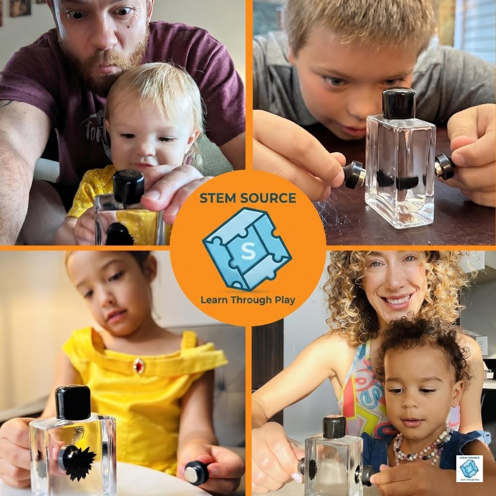 Ferrofluid Magnetic Display – Science Education Magnetism Kit – Interactive Liquid Metal Physics Demonstration – Executive Desk Décor with Neodymium Magnets – STEM Learning Tool