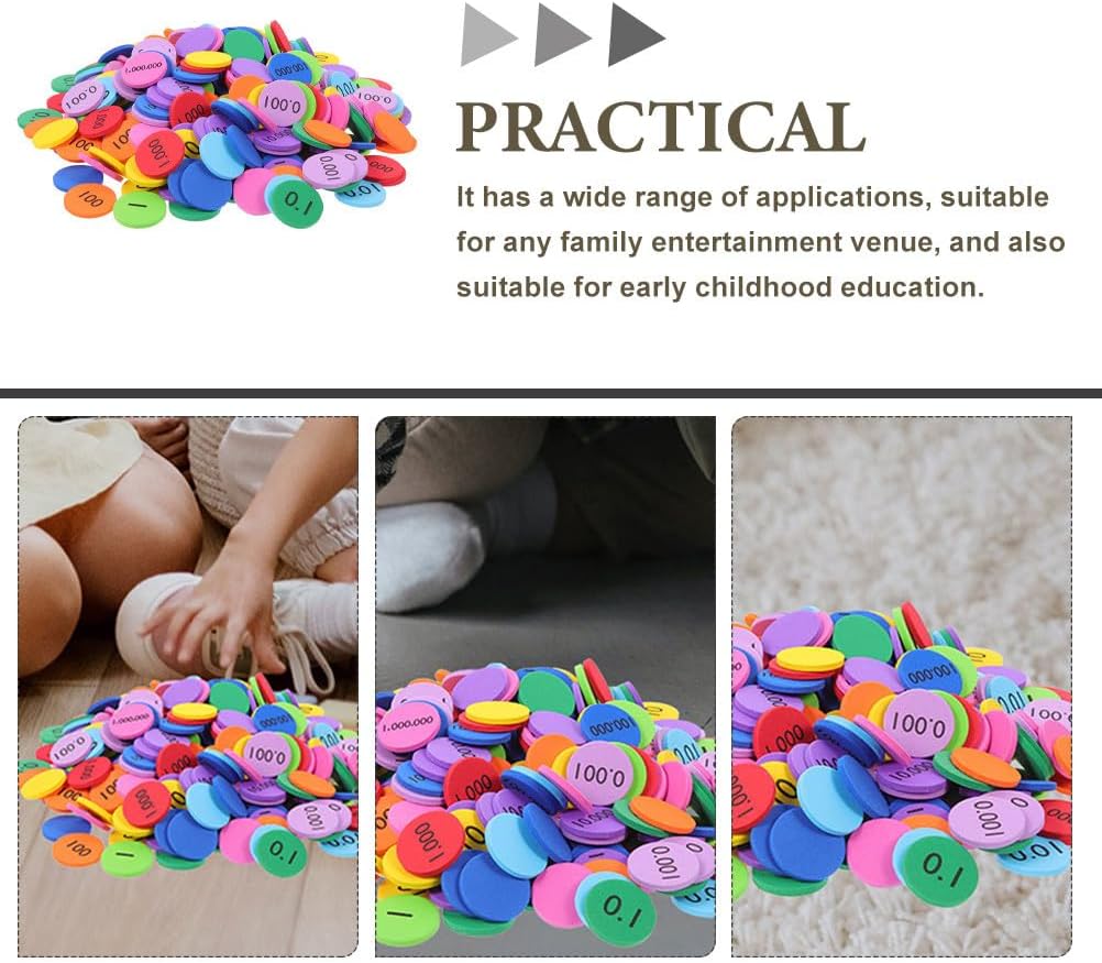 NUOBESTY 600pcs Colored Place Value Disks Educational Math Manipulatives Eva Learning Toys for Classroom and Home Use