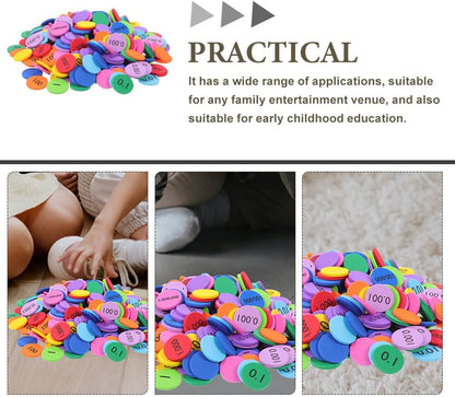 NUOBESTY 600pcs Colored Place Value Disks Educational Math Manipulatives Eva Learning Toys for Classroom and Home Use