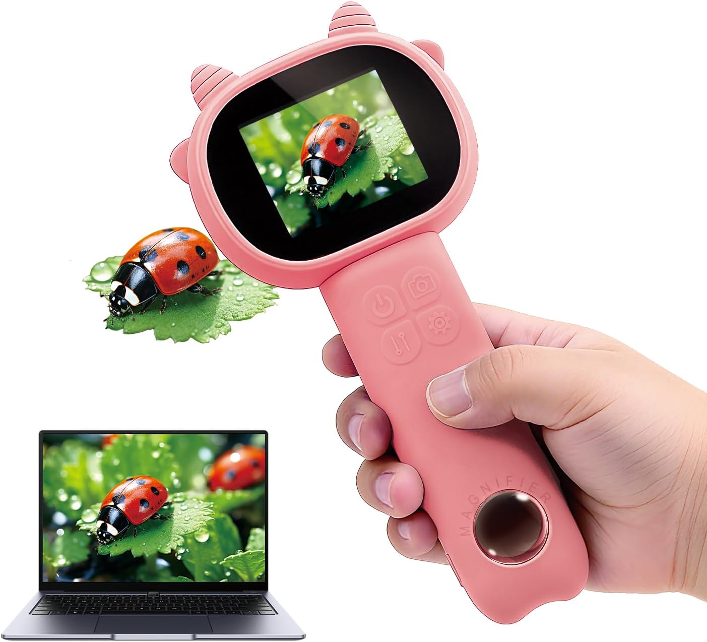 Microscope for Kids 500x Magnification,4X Zoom Mini Pocket Handheld Microscope with 2.0" Screen for Toddlers-STEM Educational Science Kit Toddler for Boys Girls Aged 3-12(Black)