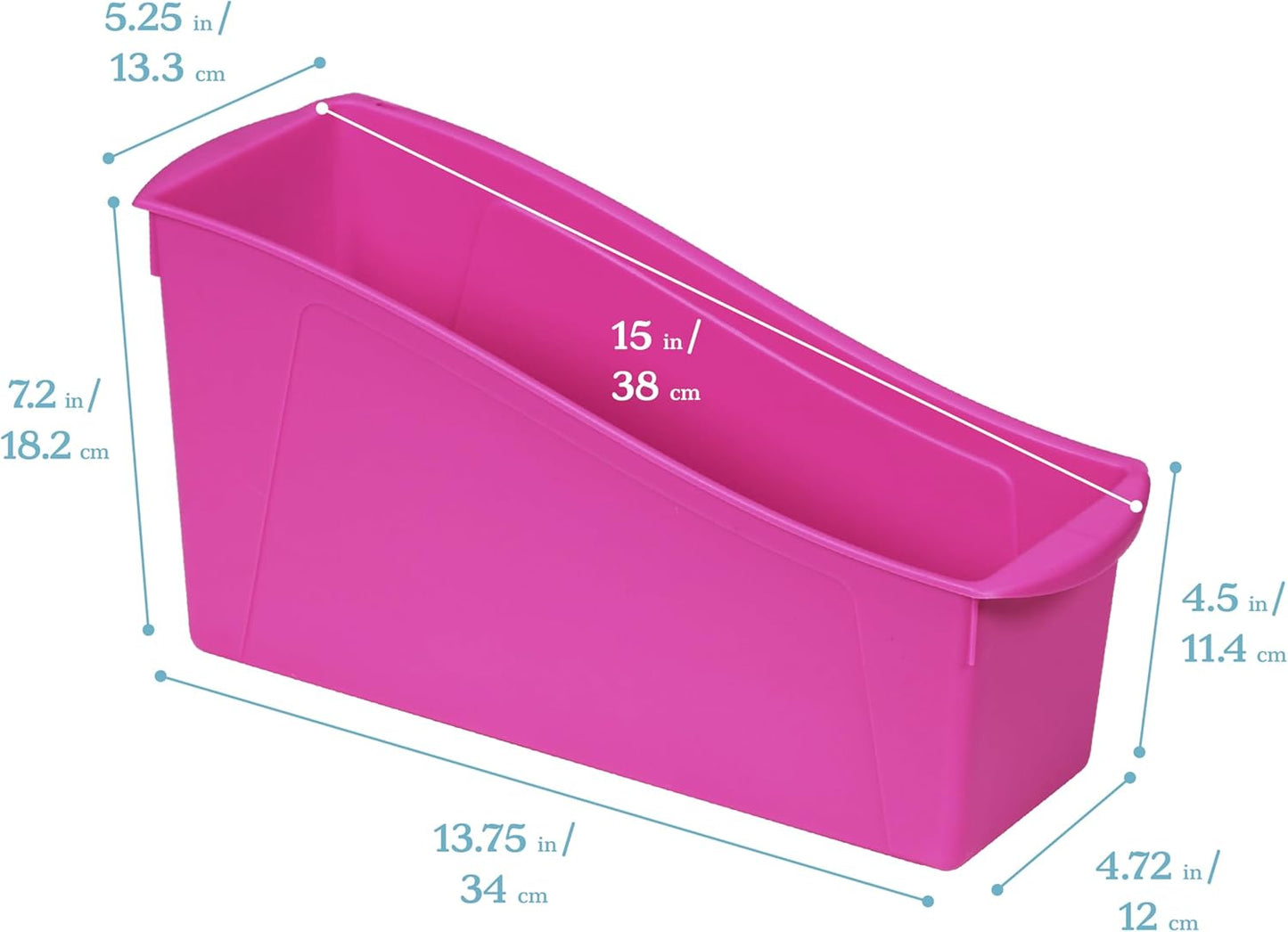 ECR4Kids Linking Plastic Storage Book Bin, Multipurpose Organization, Neon Purple, 10-Piece