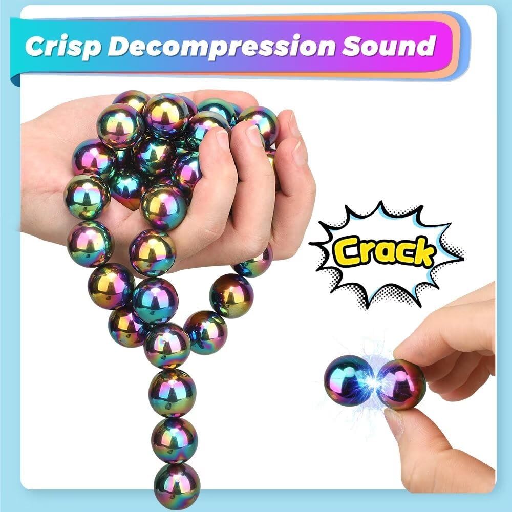 Dilabnba 28PCS Rainbow Hematite Magnetic Ball Fidget Toy for Adults, Men Women Magnetic Hand Roller Office Desk Toys for Gifts, Science Kit Rare Earth Magnets with Fiber Case