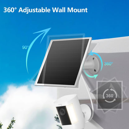 6W Solar Panel for Outdoor Security Camera with Micro USB & USB - C Port, Solar Panel Charger for Battery Camera, Fits Wyze/Reolink DC 5V Output, IP65/360° Adjustable, 9.8ft Cable, Fast Charging