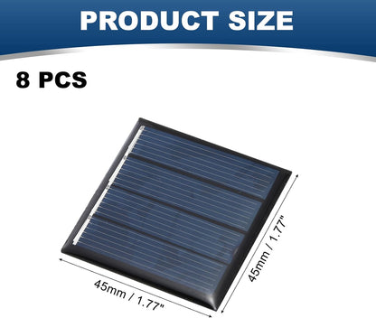 MECCANIXITY 8PCS 1.5V 0.09W 0.06A Mini Solar Panels for Solar Power, Small Solar Photovoltaic Cells Charge DIY Electric Toy Materials Solar System Kits, 1.18" x 1.18"