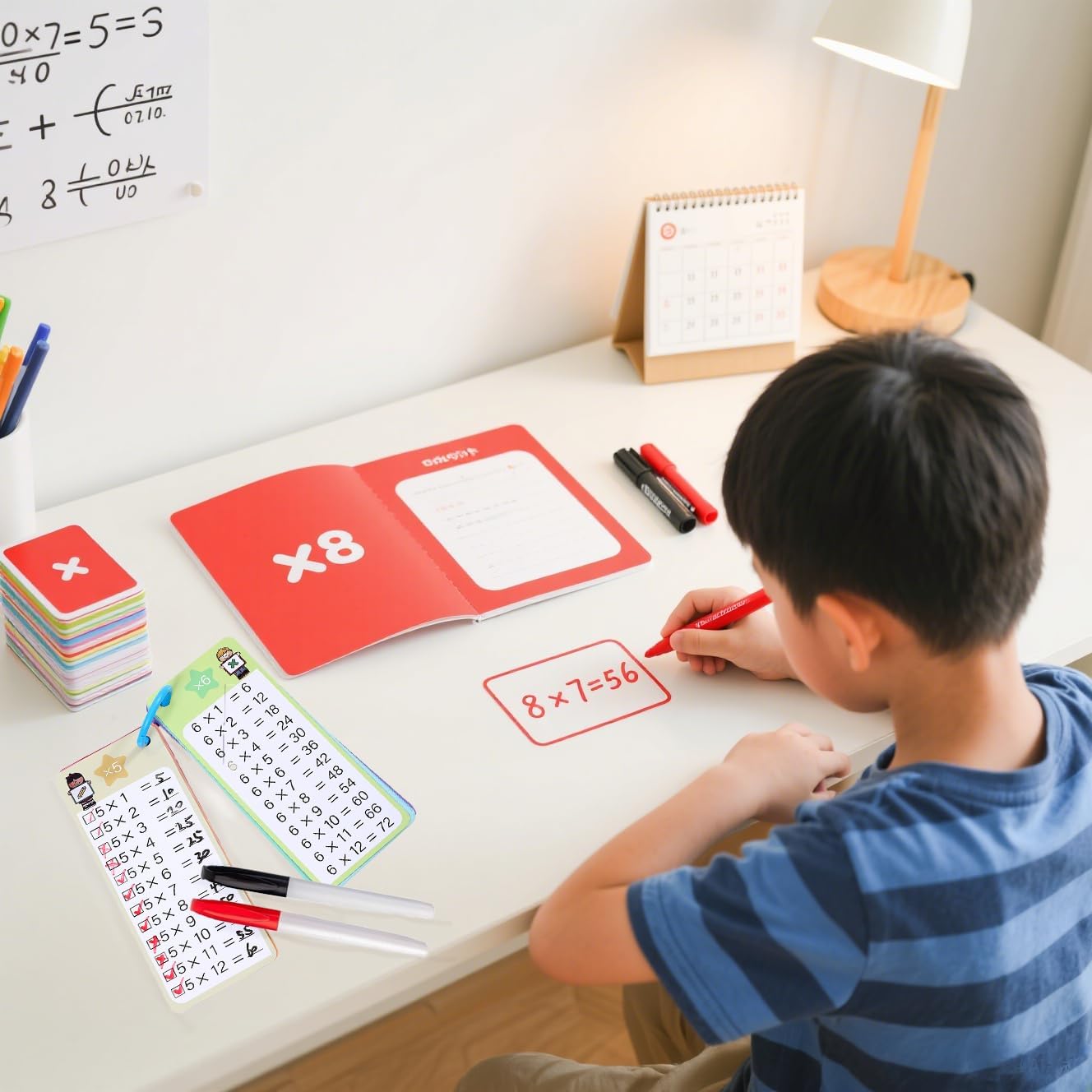 15 Math Multiplication Flashcards+15 Division Flashcards+2 Pens, Self Checking Classroom Home Learning Aid Tool, Primary School Teacher Teaching Aid Tool