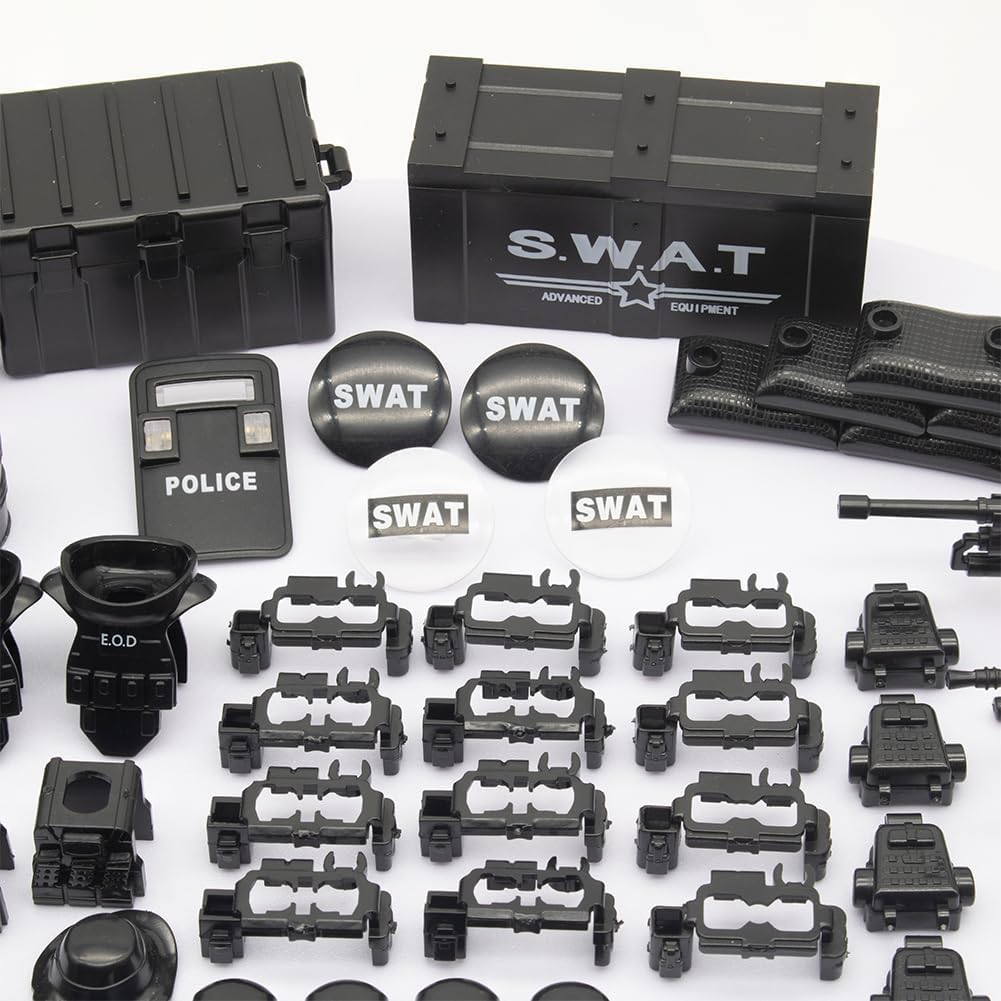 Army Equipment Gear Sets, Swat Team Building Block Toys, Special Military Soldier Style Weapon Sets, Military Weapon Pack Accessories Kits Toys, Accessories Compatible with Major Mini figure