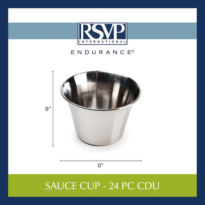 RSVP International Kitchen Prep Bowl Collection, Stainless Steel, Dishwasher Safe, Cup & Lid, 4 Piece, 3-ounce