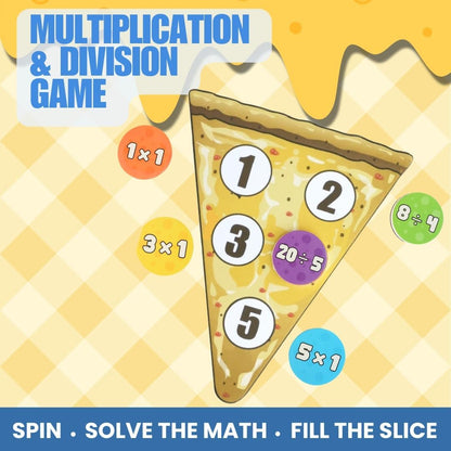 Pidoko Kids Matheroni Pepperoni Math Games for Kids 8-12, Division & Multiplication Game, Educational STEM Board Games with Fun Pizza Theme, 3rd-6th Grade Learning Toys