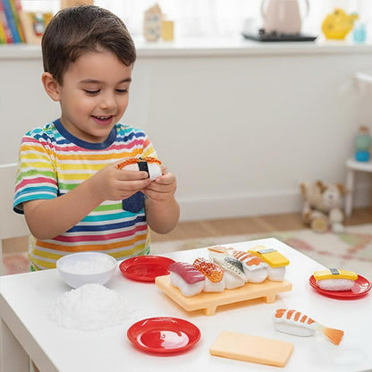 GushySnow® Latex Material Sensory bin Filler Play Sand Toy Creative Paly Realistic Food Toy for Kid,Japanese Realistic Pretend Play Sushi Set for Kid Children boy Girl 6+(Sushi Set)