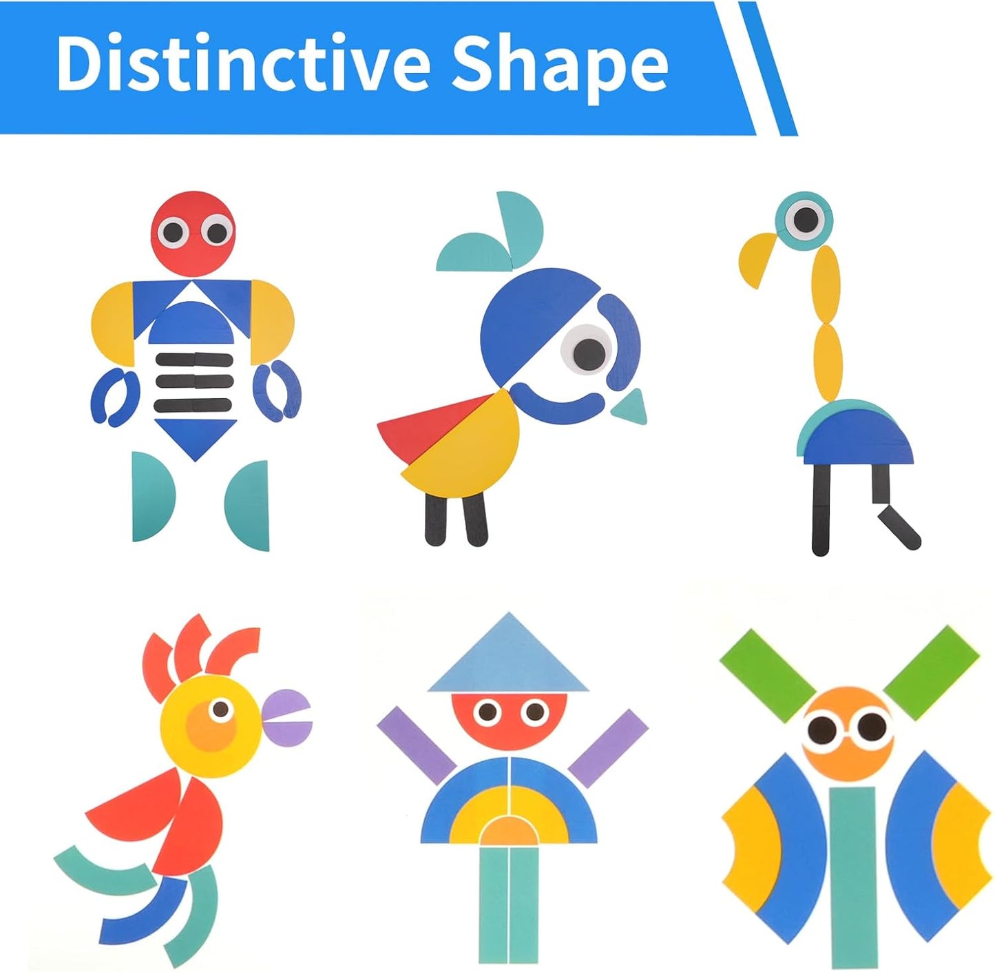 Wooden Tangrams Pattern Blocks, Cognitive Difficulties for Elderly People, Brain-Boosting Crafts Activities for Elderly（Elephant Style）