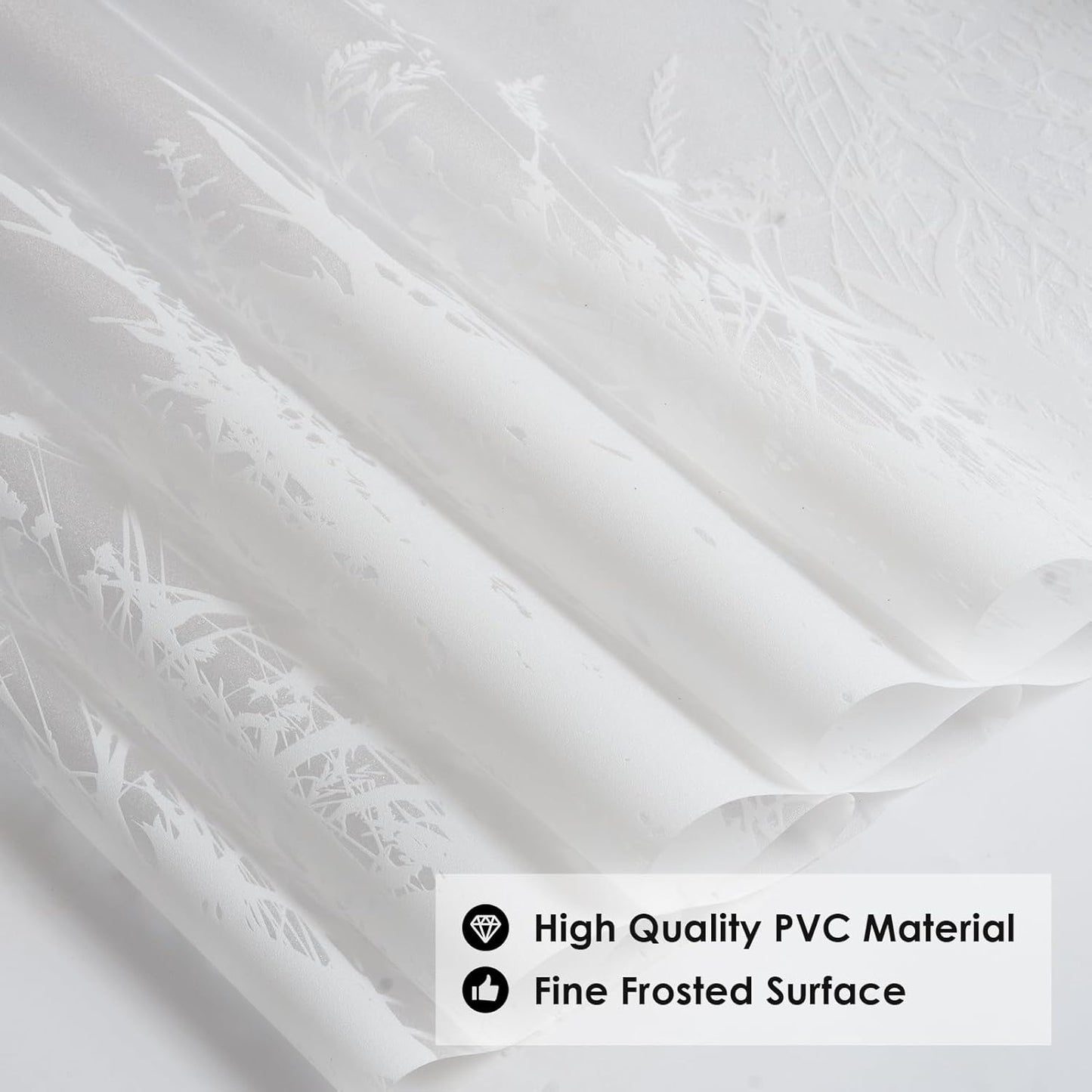DKTIE Window Privacy Film Flowers Pure White Pattern Stained Glass Window Film Decorative Frosted Glass Window Film Sun Blocking Heat Control Static Cling (A274, 17.5" x 78.7")